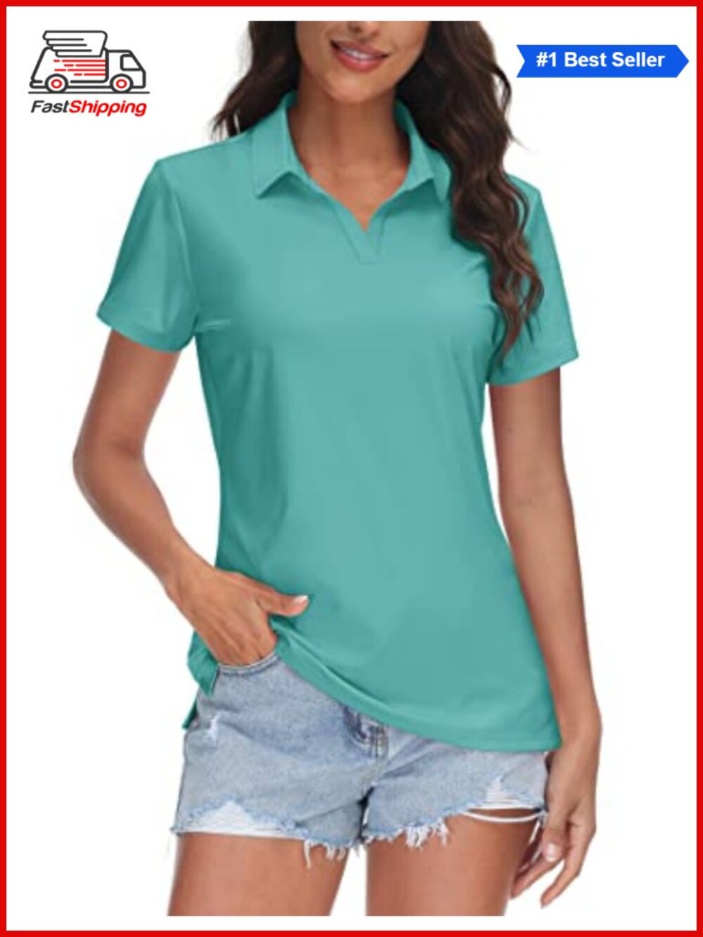 ✨ TACVASEN Women's V-Neck Polo Shirt UPF 50+ Quick Dry Golf Shirt